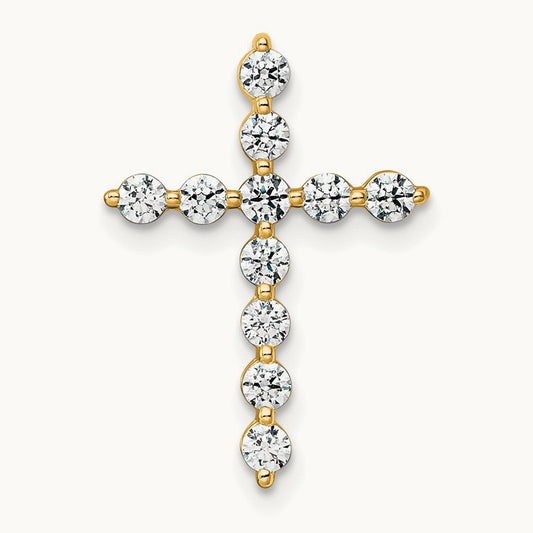 Cross Chain Slide Pendant, 0.50-1.00 ct tw Lab-Grown Diamond — 1/2 ct, 14K Yellow Gold
