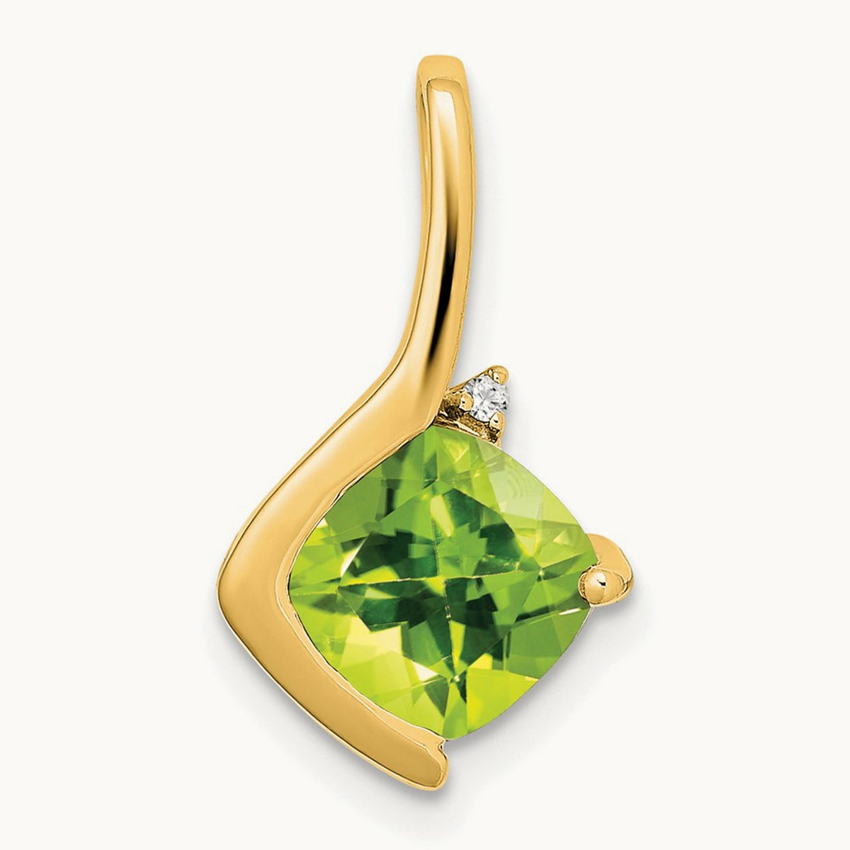 Cushion Peridot and Diamond Pendant — photo set