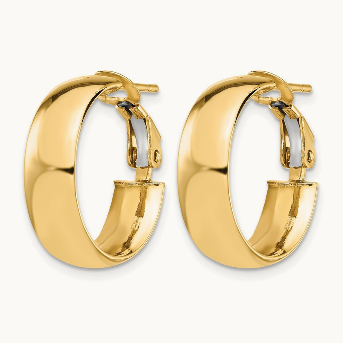 High Polished Omega Back Hoop Earrings, 14K — Leslie's