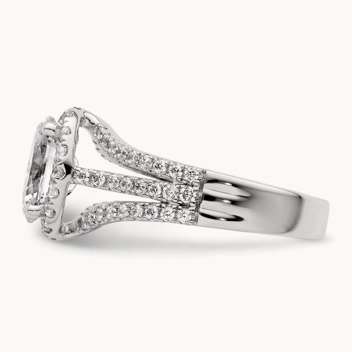 Halo Engagement Ring — 14K White Gold, 7