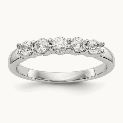 5-Stone Diamond Band, 14K White Gold