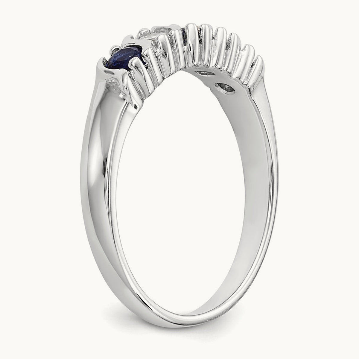 Diamond with Sapphire Band — 14K White Gold, 0.2 ct, 7