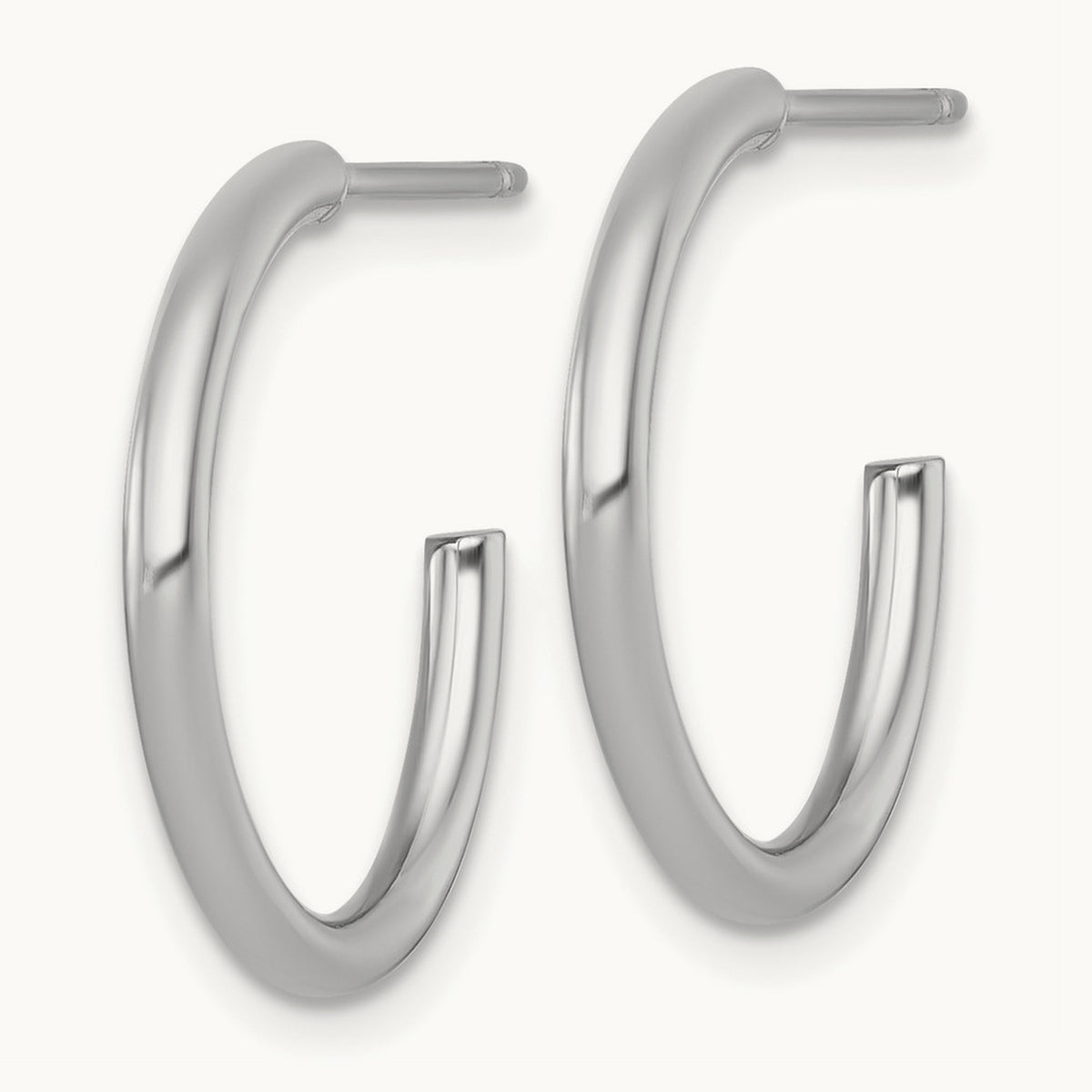 2.0 x Polished Post Hoop Earrings — 14K White Gold