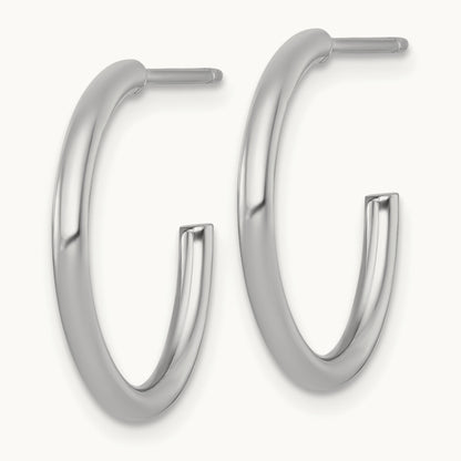 2.0 x Polished Post Hoop Earrings — 14K White Gold