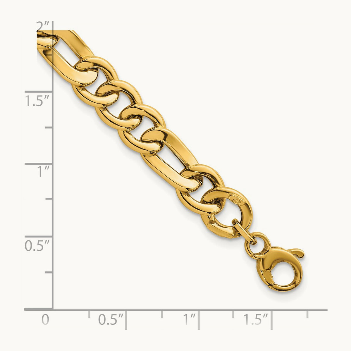 Polished 7.5in Figaro Link Bracelet, 14K