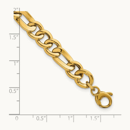 Polished 7.5in Figaro Link Bracelet, 14K