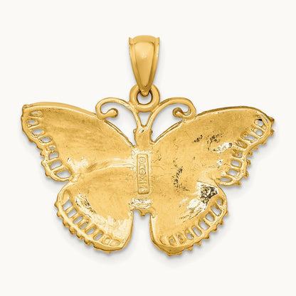 Textured Butterfly Charm, 14K