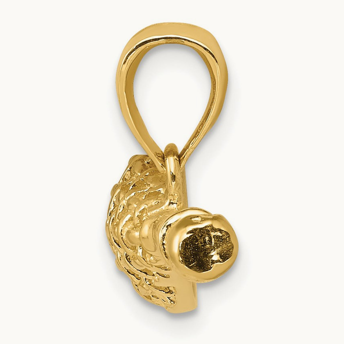 Solid Polished 3-D Lacrosse Stick Pendant, 14K