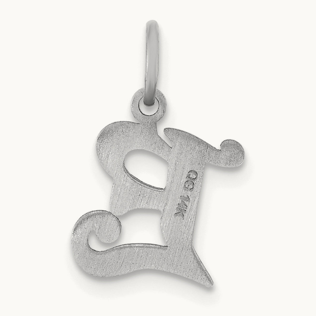 Diamond-cut Initial Charm — 14K White Gold, E