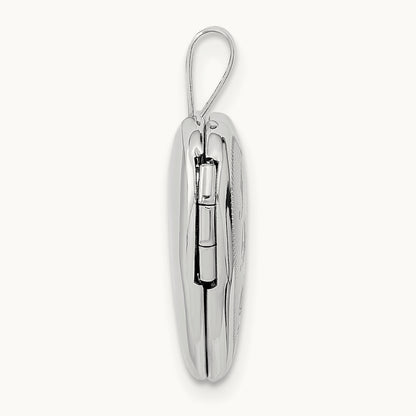 Satin I LOVE YOU Heart Locket, 16mm, 14K White Gold