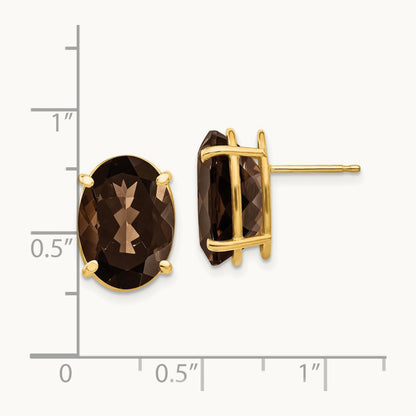 14x10 Oval Smoky Quartz Earrings, 14K