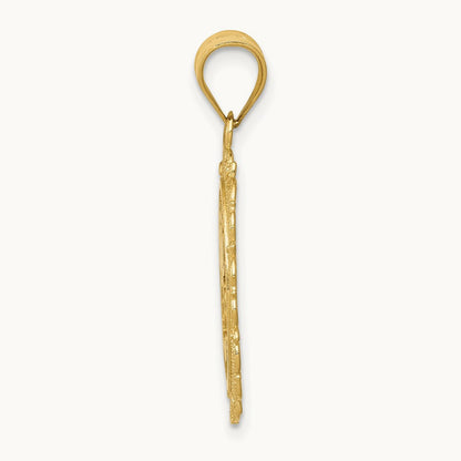 Solid Satin Polished Cancer Zodiac Oval Pendant, 14K