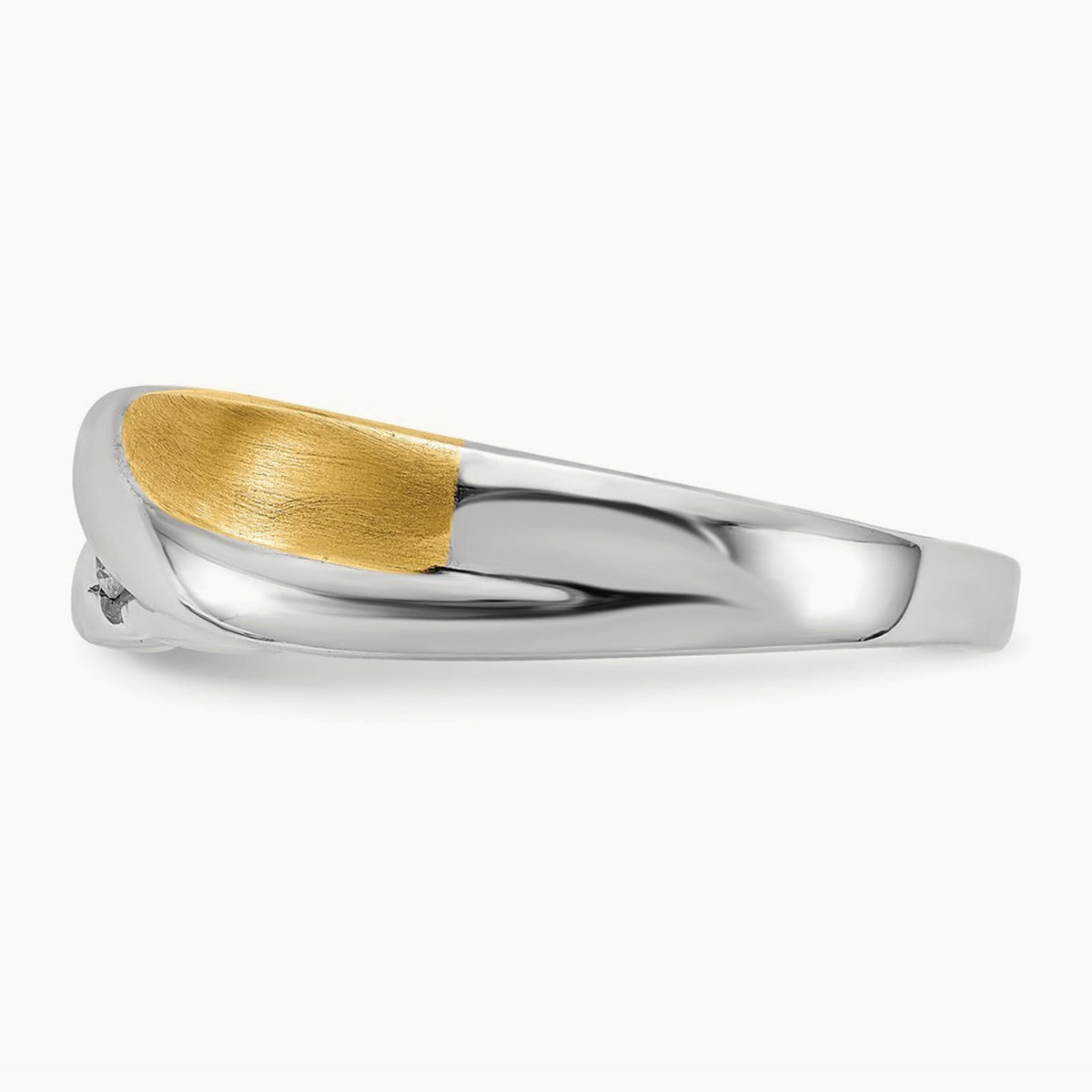 Diamond Men's Ring, 14K White with Yellow Gold