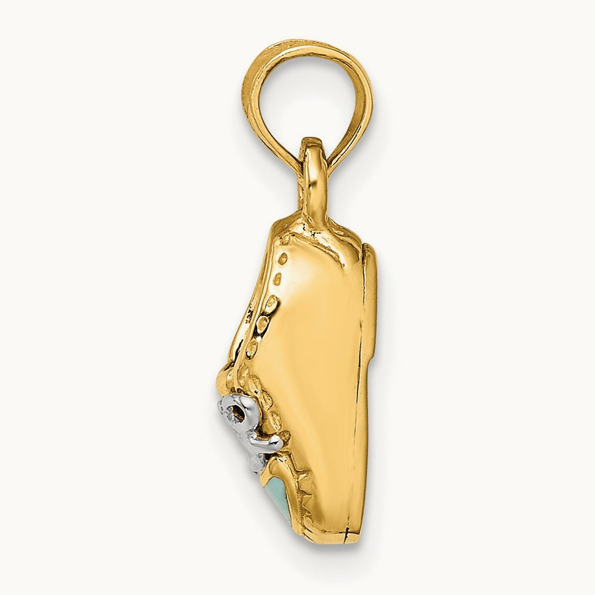 3-D Light Blue Enamel Baby Shoe Charm — 14K Two-Tone Gold