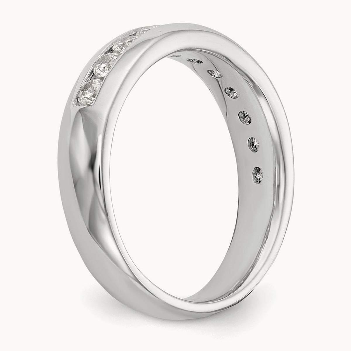 11-Stone Diamond Channel Band, 14K White Gold