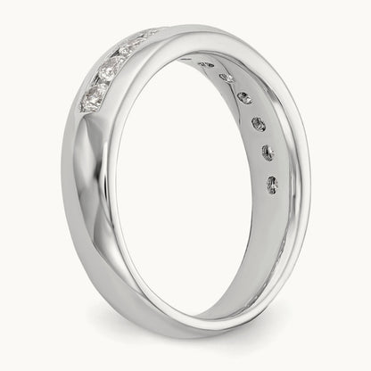 11-Stone Diamond Channel Band, 14K White Gold