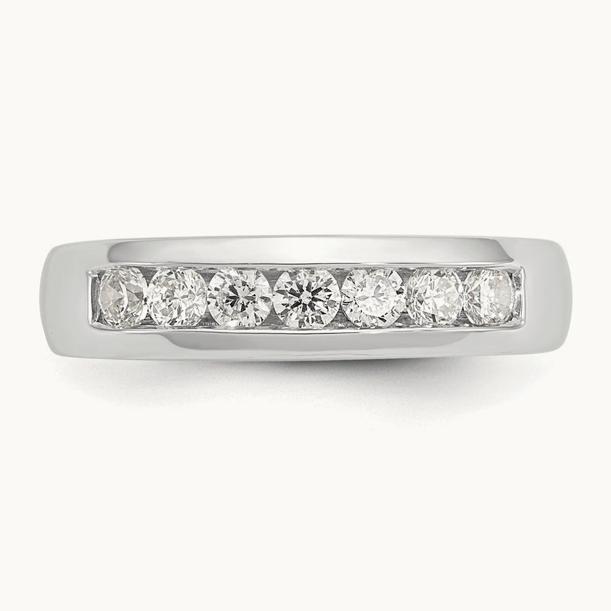 7-Stone Diamond Channel Band, 14K White Gold