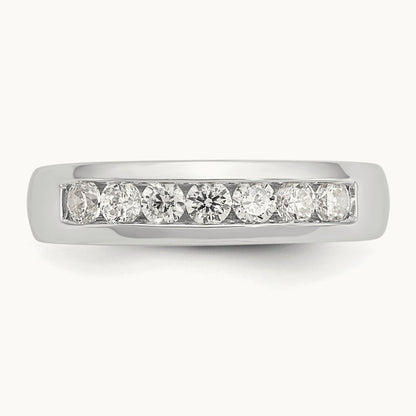 7-Stone Diamond Channel Band, 14K White Gold
