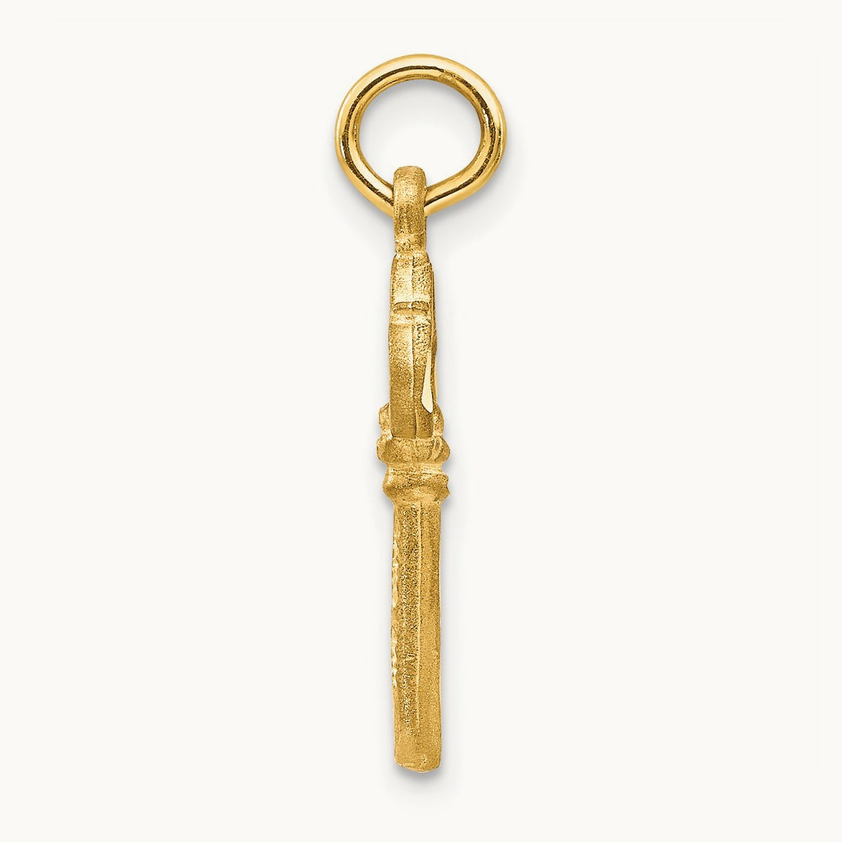 Polished Diamond-cut 3D Key Charm, 14K