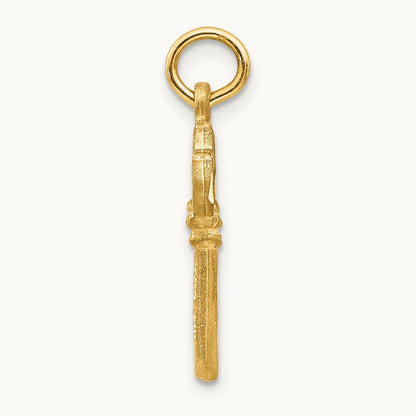 Polished Diamond-cut 3D Key Charm, 14K