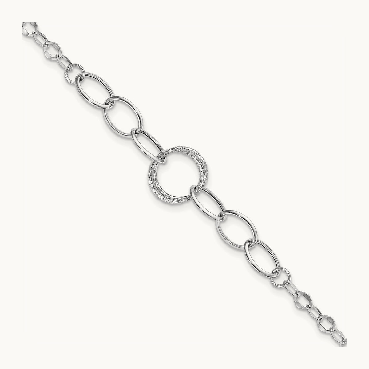 Polished Textured Fancy Link Bracelet — photo set