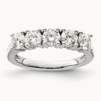 5-Stone Diamond Band, 14K White Gold
