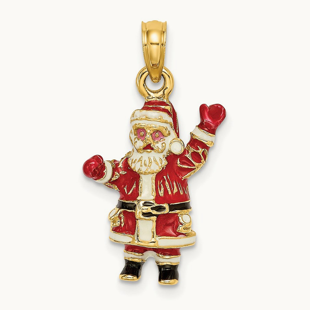 3-D Enamel Santa Charm, 14K