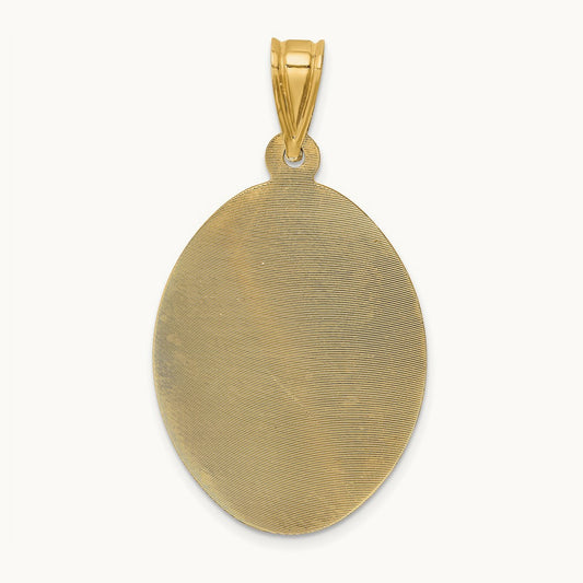Polished D/C Sagrado Corazon Oval Pendant, 14K