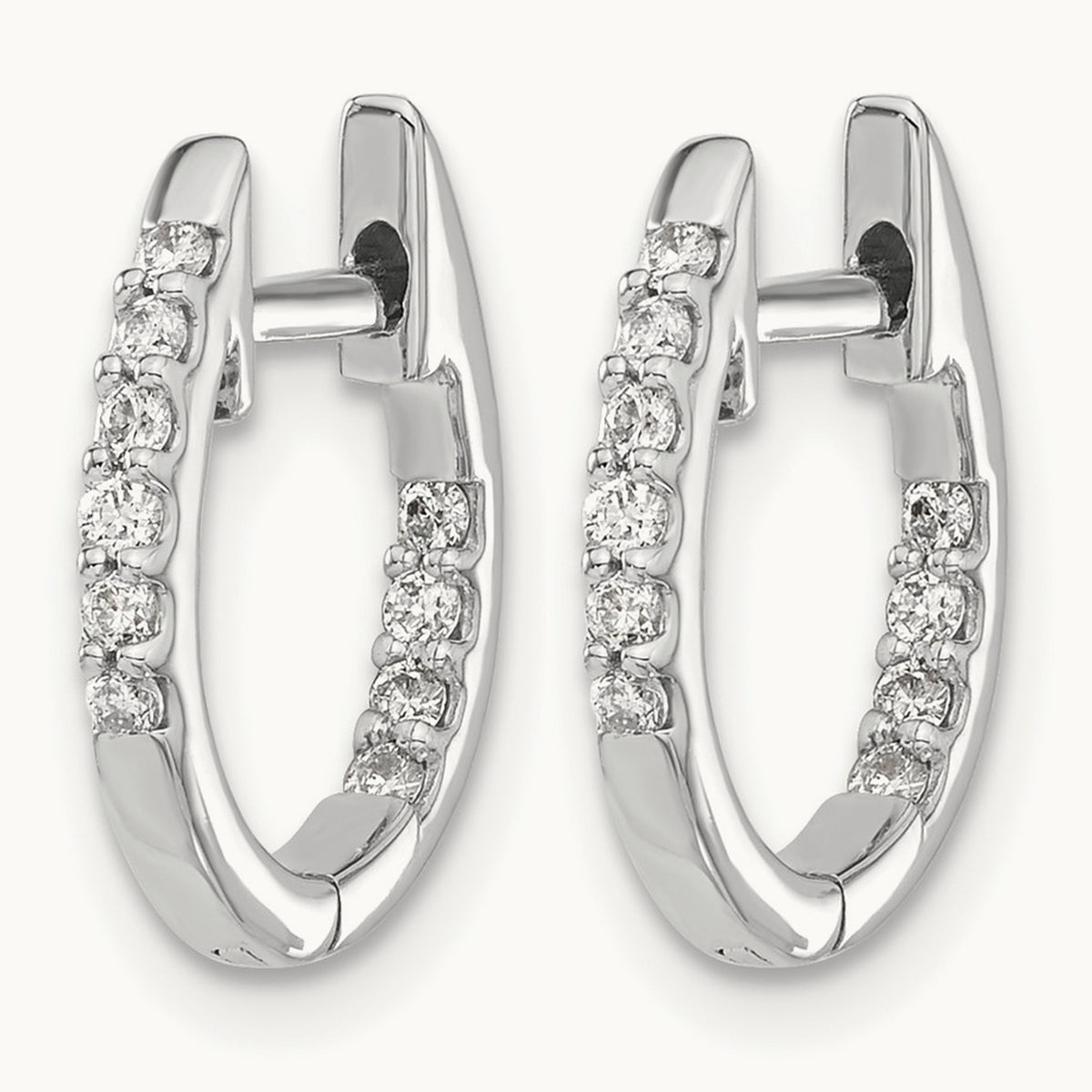 In/Out Diamond Hinged Hoop Earrings — 13mm
