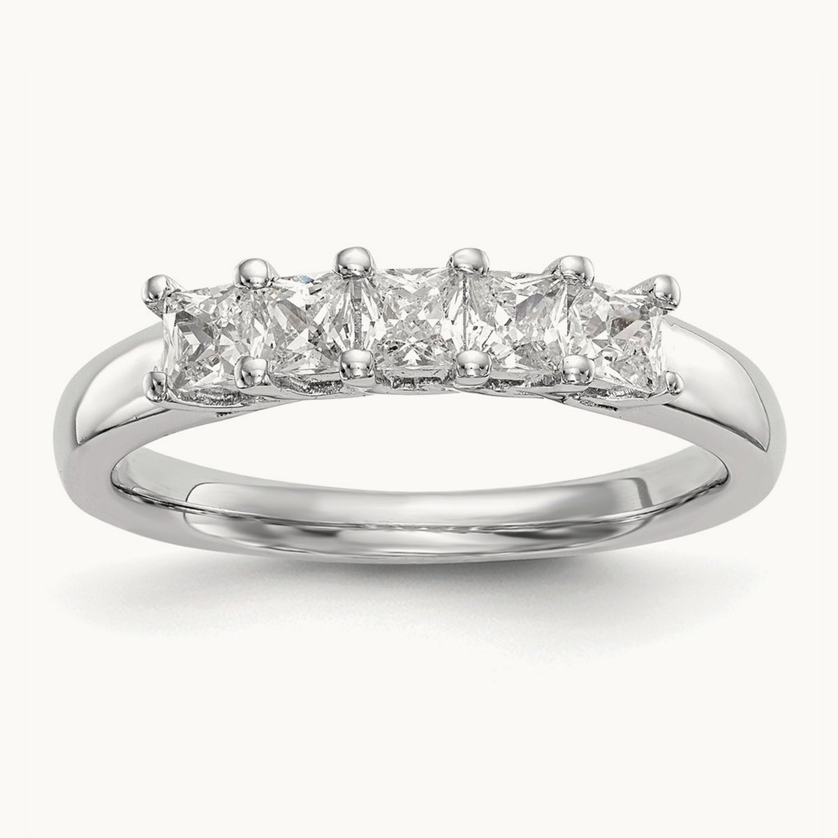 Princess-Cut 5-Stone Band — 7/8 ct, 7