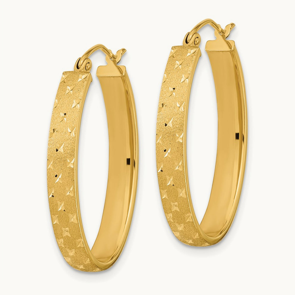 Polished Satin Diamond-cut Hoop Earrings — 14K Yellow Gold, 20.75mm