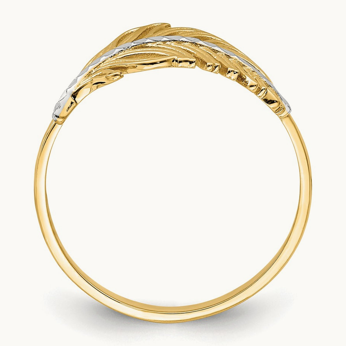 Feather Ring, 14K with White Rhodium