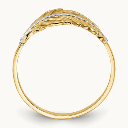 Feather Ring, 14K with White Rhodium
