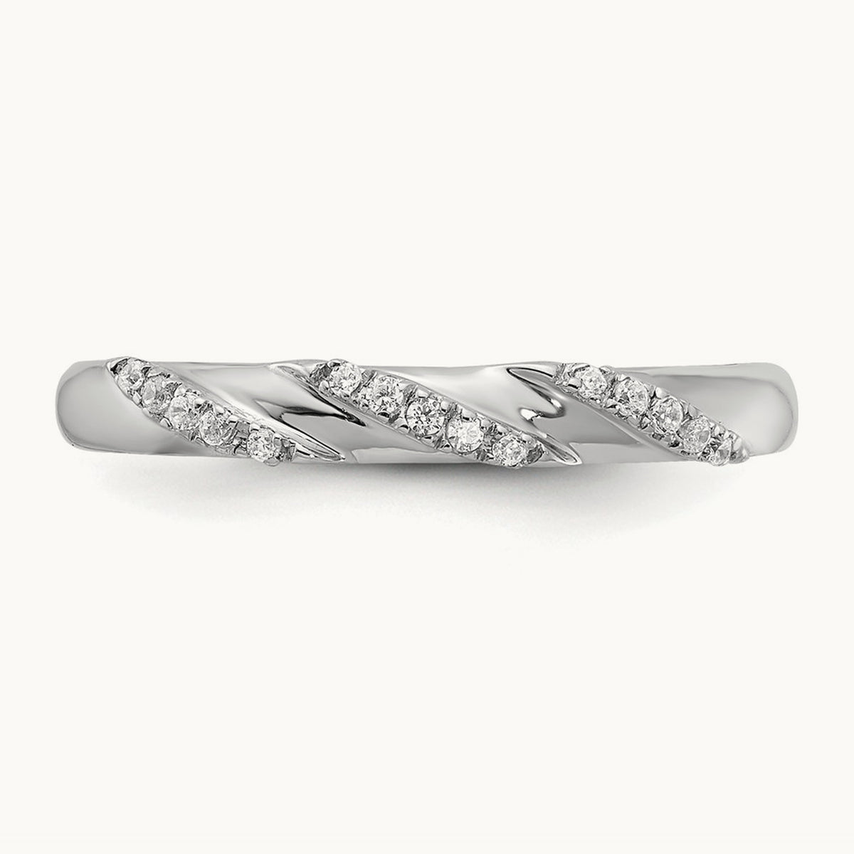 Complete Diamond Trio Ladies Wedding Band, 14K White Gold