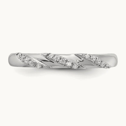 Complete Diamond Trio Ladies Wedding Band, 14K White Gold