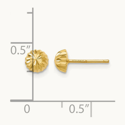 Diamond-cut Domed Post Earrings — 5mm