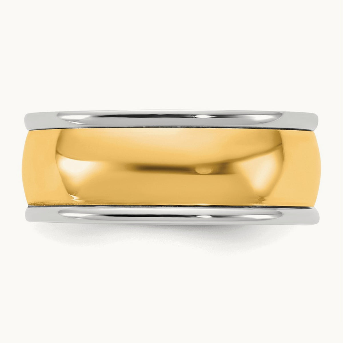 W/Y Half Round Wedding Band, 8mm, 14K Two-tone