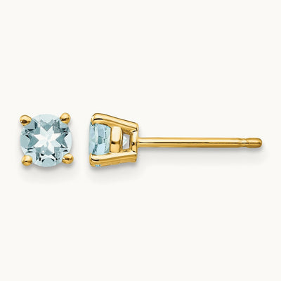 Aquamarine Post Earrings, 14K