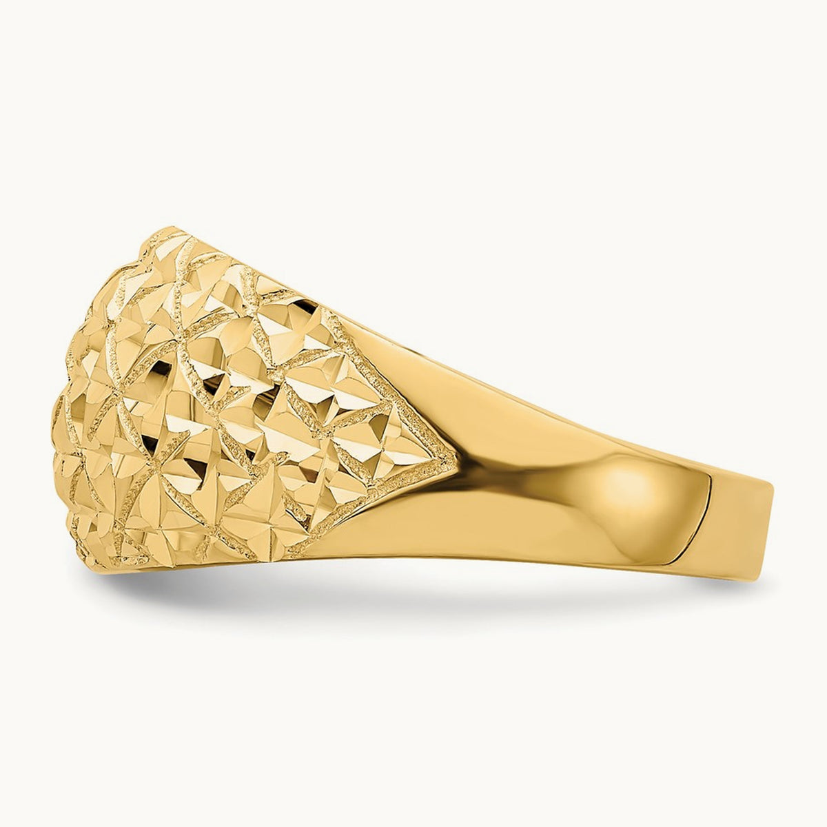 D/C Quilted Pattern Dome Ring, 14K