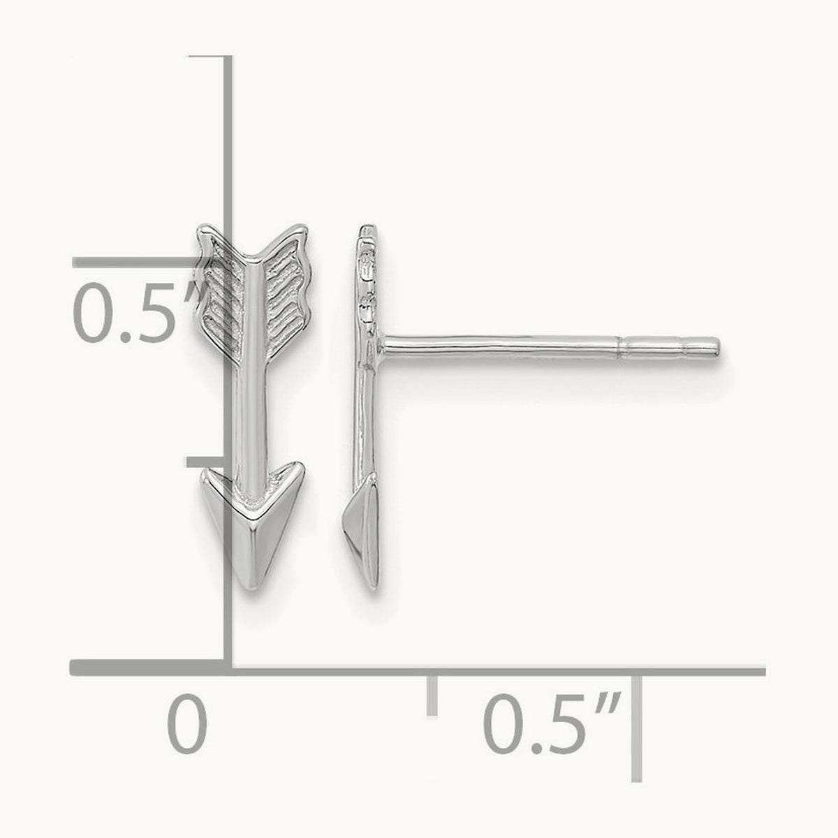 Polished Arrow Post Earrings — 14K White Gold