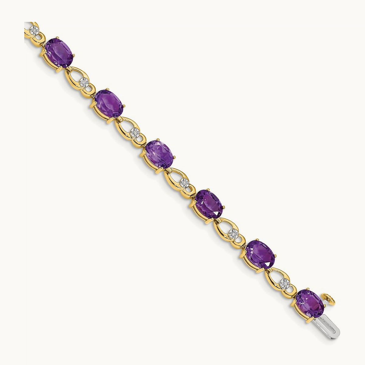 Amethyst and Diamond Bracelet — 14K Yellow Gold