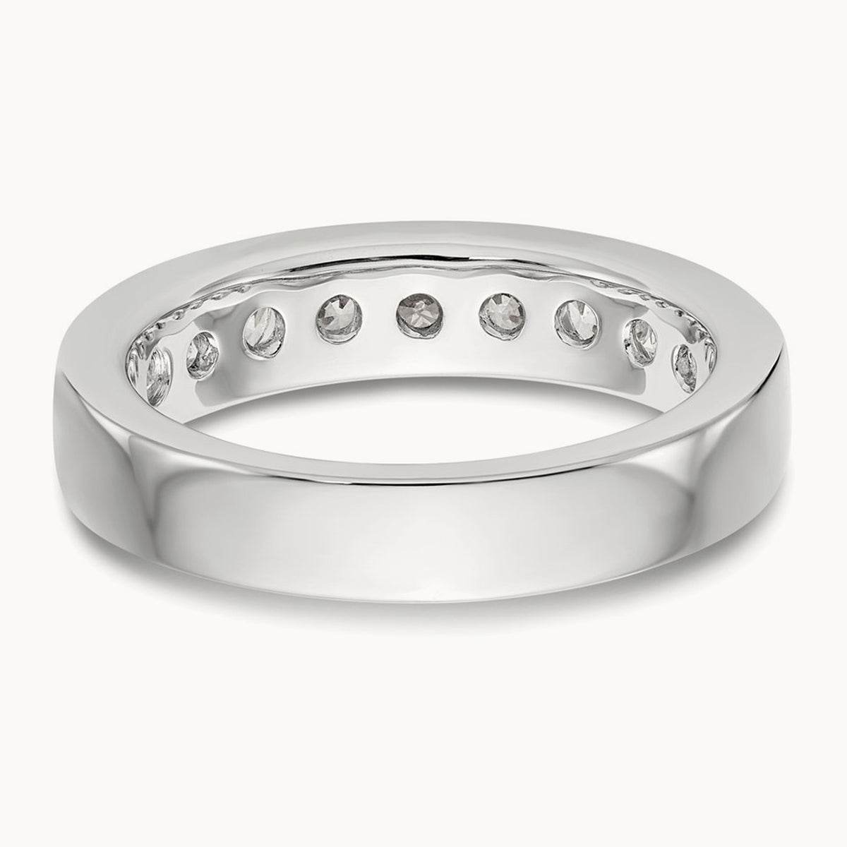 9-Stone Diamond Channel Band, 14K White Gold