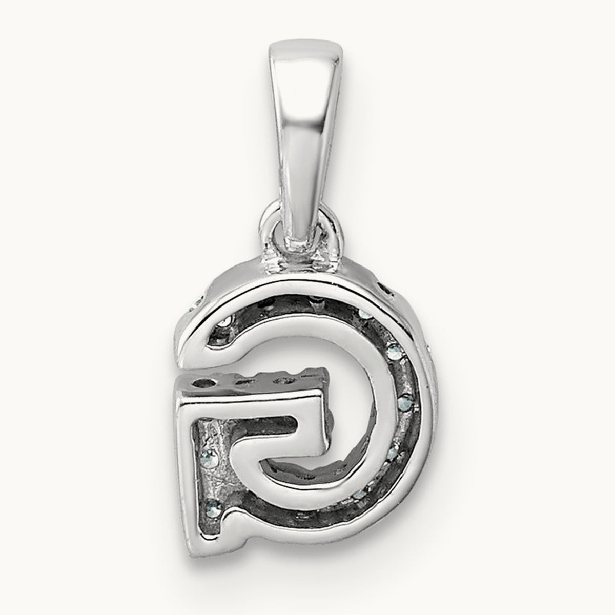 Diamond Initial with Bail Pendant — 14K White Gold, G