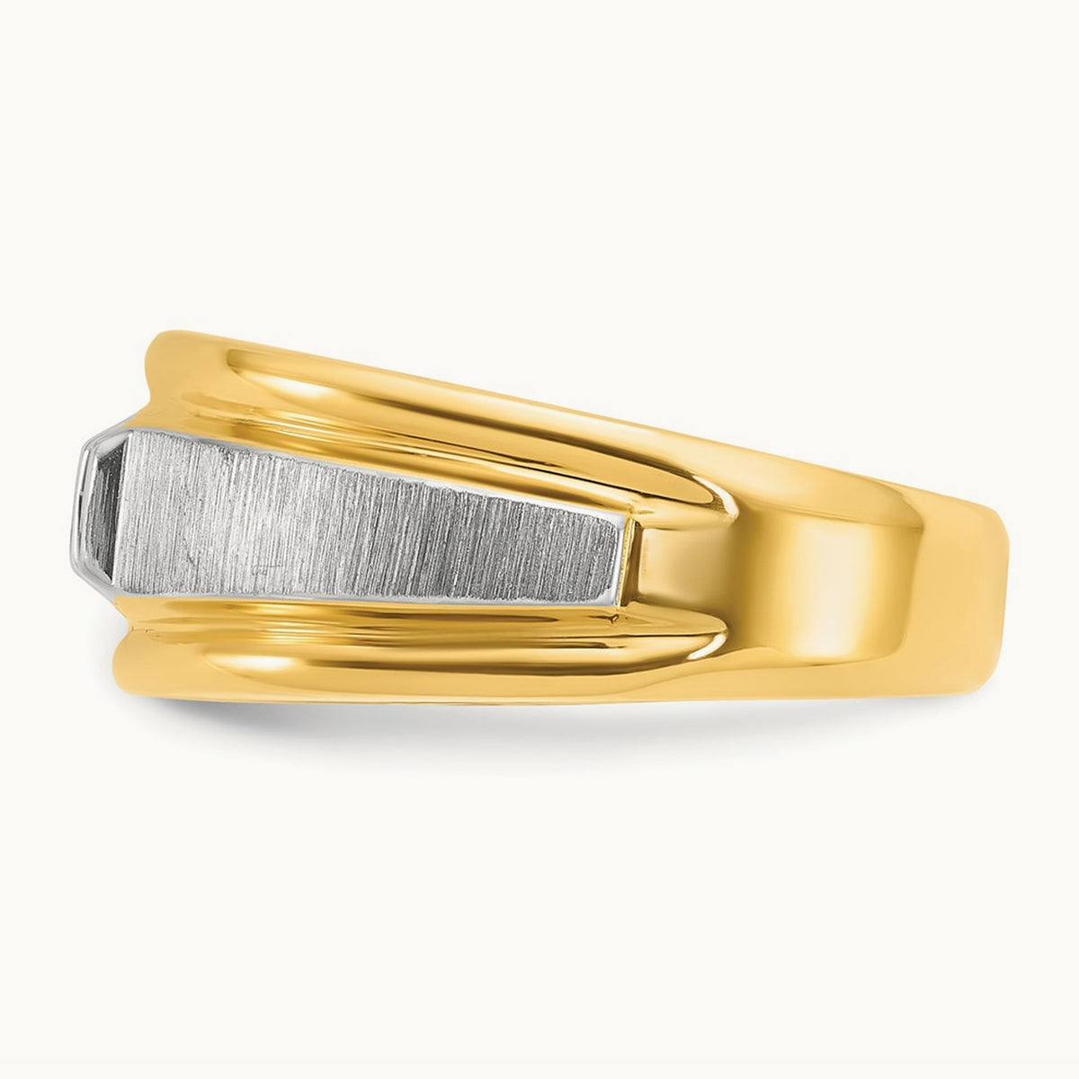 IBGoodman Men's Polished and Satin Diamond Complete Ring, 14K Two-tone
