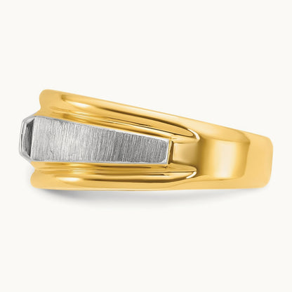 IBGoodman Men's Polished and Satin Diamond Complete Ring, 14K Two-tone