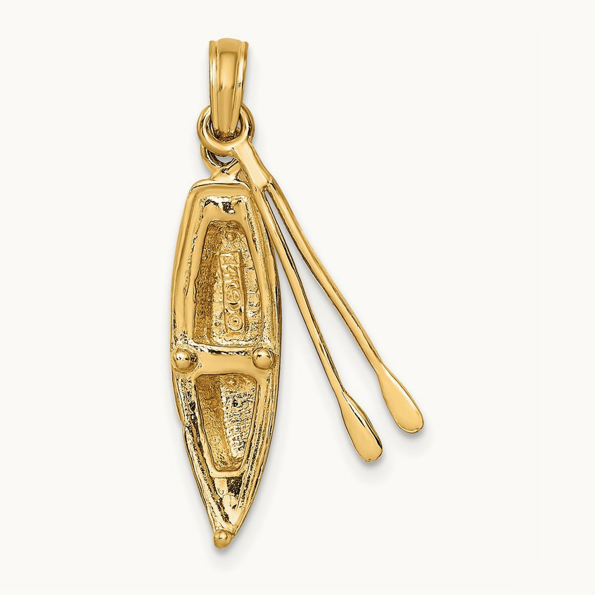 3-D Boat W/Dangling Oars Charm, 14K