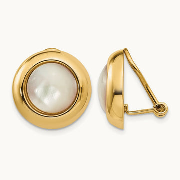 Omega Clip MOP Non-pierced Earrings, 14K