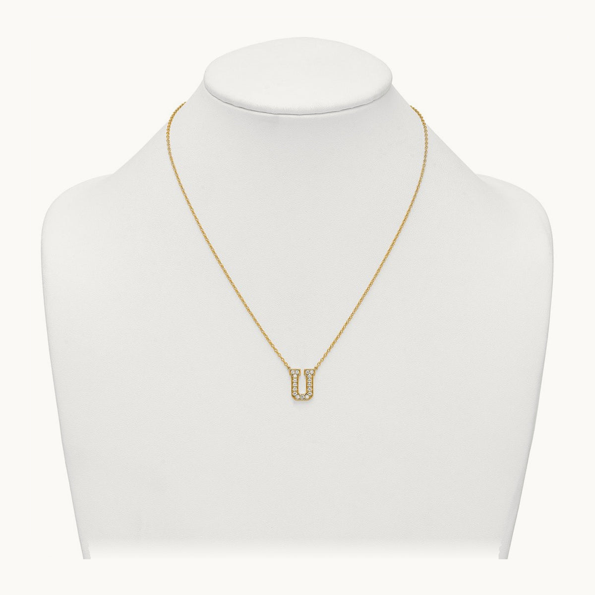 Initial Necklace — 14K Yellow Gold, U, 3/8 ct