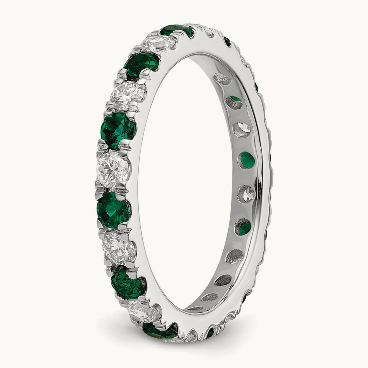 Created Emerald Eternity Band — 14K White Gold, 2.65 mm