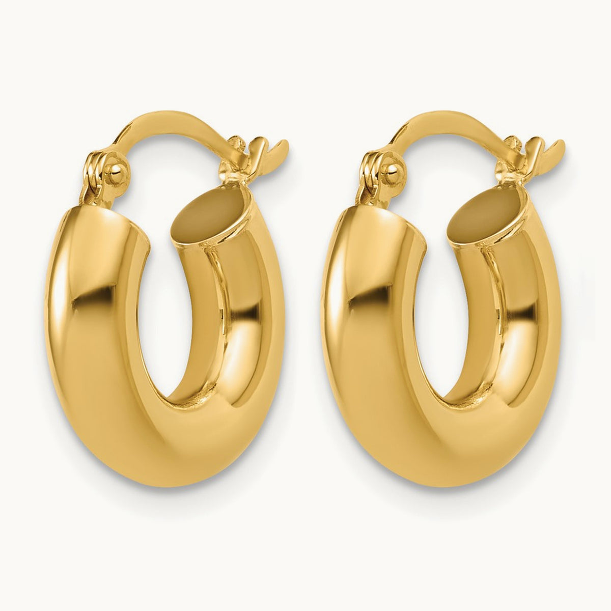 Polished x Lightweight Tube Earrings — 14K Yellow Gold